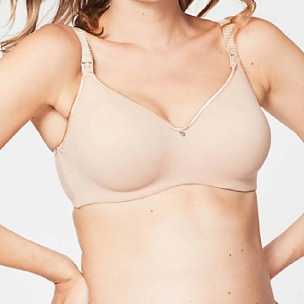 Cake Maternity Croissant Seamless Underwire Full Cup Nude Nursing Bra 32D NEW